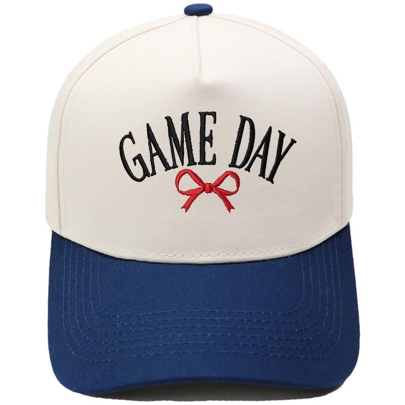 GAME DAY Bow Embroidery Color Matching Truck Hat Race Day Ladies Support Shade Dad Hat