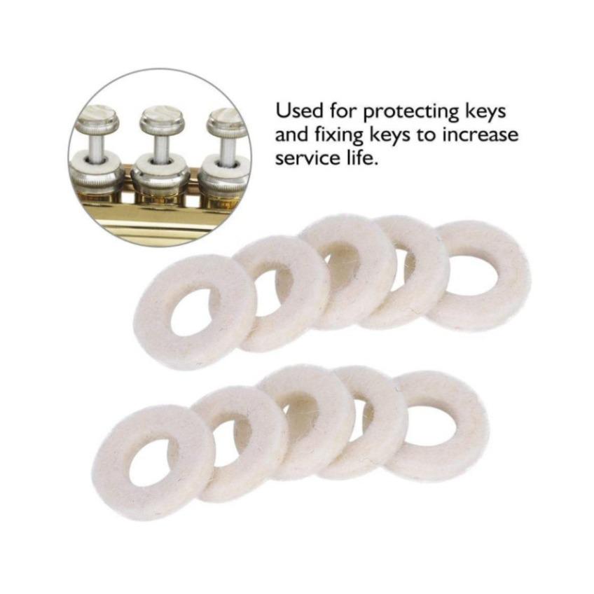 Набор из 10 черных и белых фетровых прокладок для клапанов тромбона, корнета, трубы