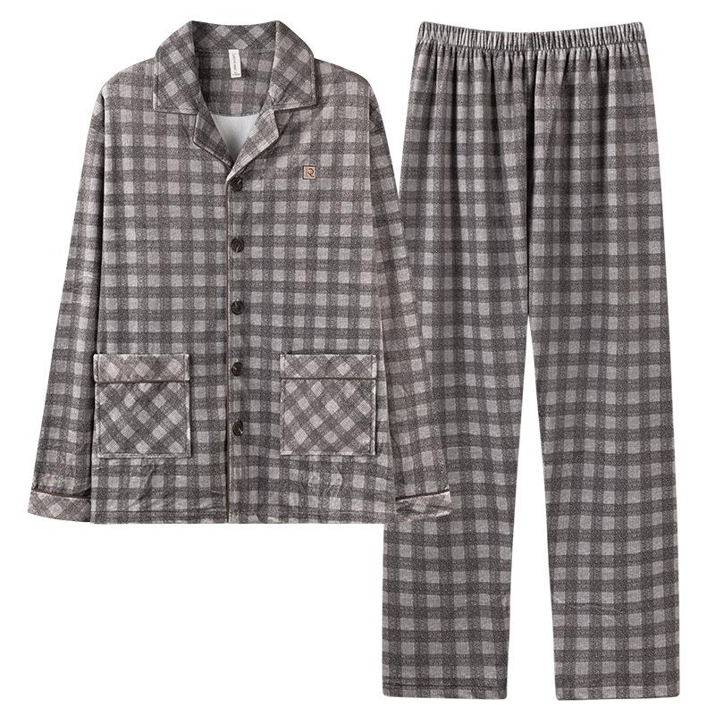 Пижама мужская осенне-зимняя тонкая бархатная из островного бархата большого размера костюм домашняя одежда зимняя