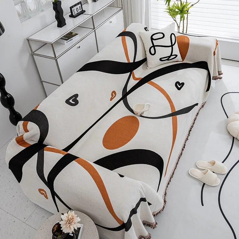 Одеяло Ins, простой чехол для дивана-кровати, дивана, большое хлопковое вязаное одеяло с кисточками, однотонное, скандинавское, декоративное, для спальни, ручная работа