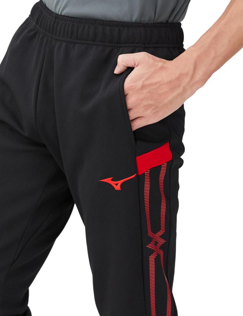 Mizuno Разминочные брюки MC Line, Влагоотводящий, Быстросохнущий трикотаж, Унисекс, Размер 32MDB110, Черный/Китайский красный, M