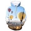 3D Printed Hot Air Balloon Hoodie For Men Colorful Pattern Long Sleeves Fashion Casual Sweatshirt Loose Pullover Hoodies Tops