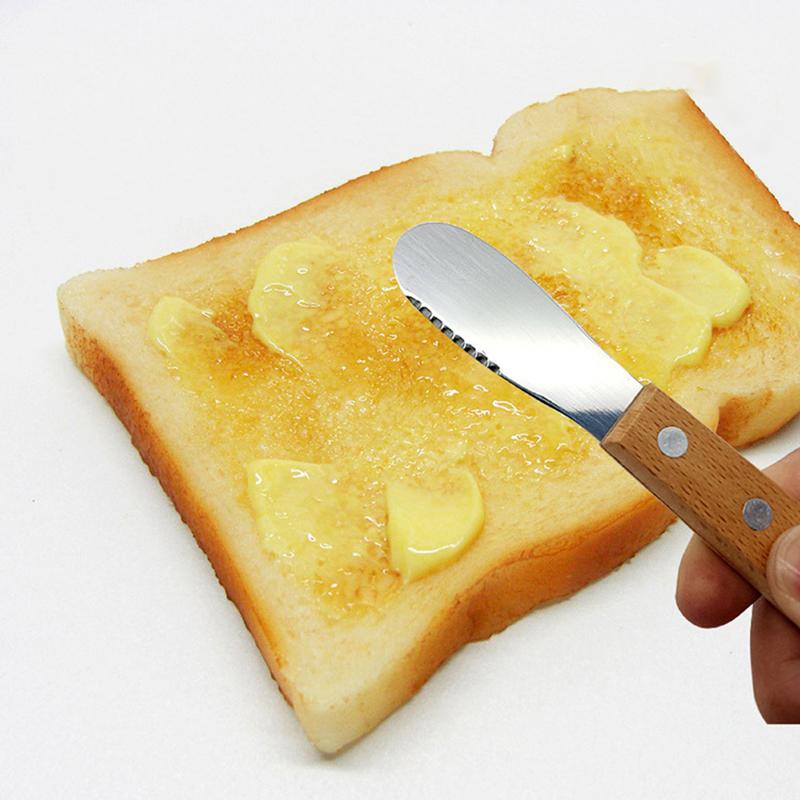 Нож для масла с деревянной ручкой, кухонный нож для масла, нож для нарезки сэндвичей, крема, джема, сыра, детские столовые приборы, посуда, кухонные принадлежности