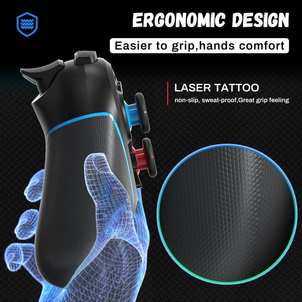 VAORLO For Switch Pro Wireless Bluetooth Gamepad Hall-Linear Joystick Macro Program Wake-Up Motion Sensing Computer Gamepad