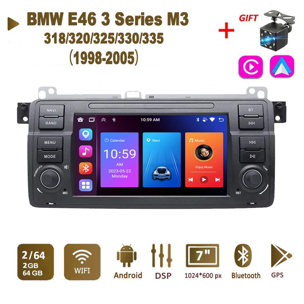 Android AutoRadio for BMW 3 Series E46 M3 318/320/325/330/335 1998-2005 Carplay Car Multimedia GPS 2din Autoradio 2+64GB