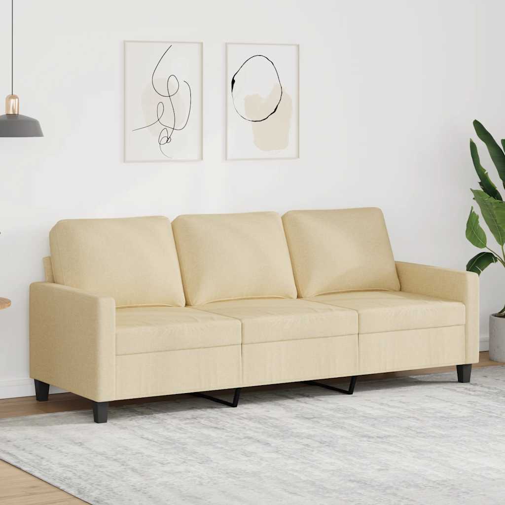 Vidaxl 3-Osobowa Sofa, Kremowa, 180 Cm, Tapicerowana Tkaniną