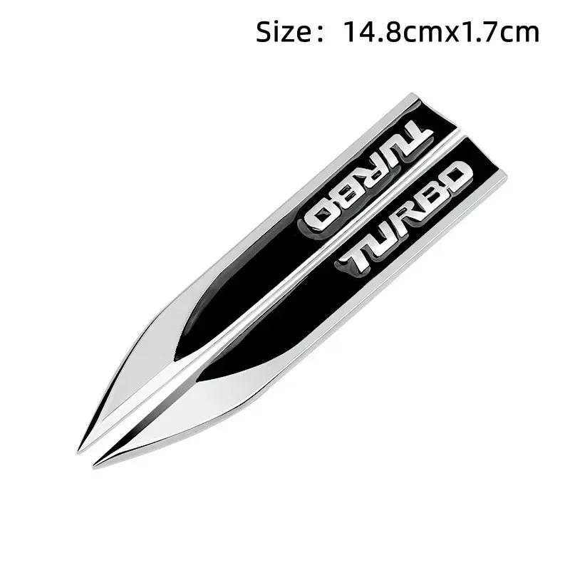 2pcs x 3D Metal Turbo Logo Car Side Fender Blade Emblem Badge Sticker for Volkswagen Golf Honda Toyota Ford Mercedes Accessories