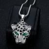 Cubic Zirconia Leopard Head Pendant Stainless Steel Necklace For Men Hip-hop Trendy Jewelry Gift