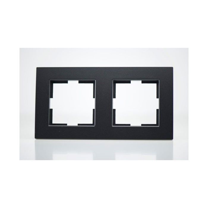 Plaque de finition plastique noir 2 postes 81x155x10mm