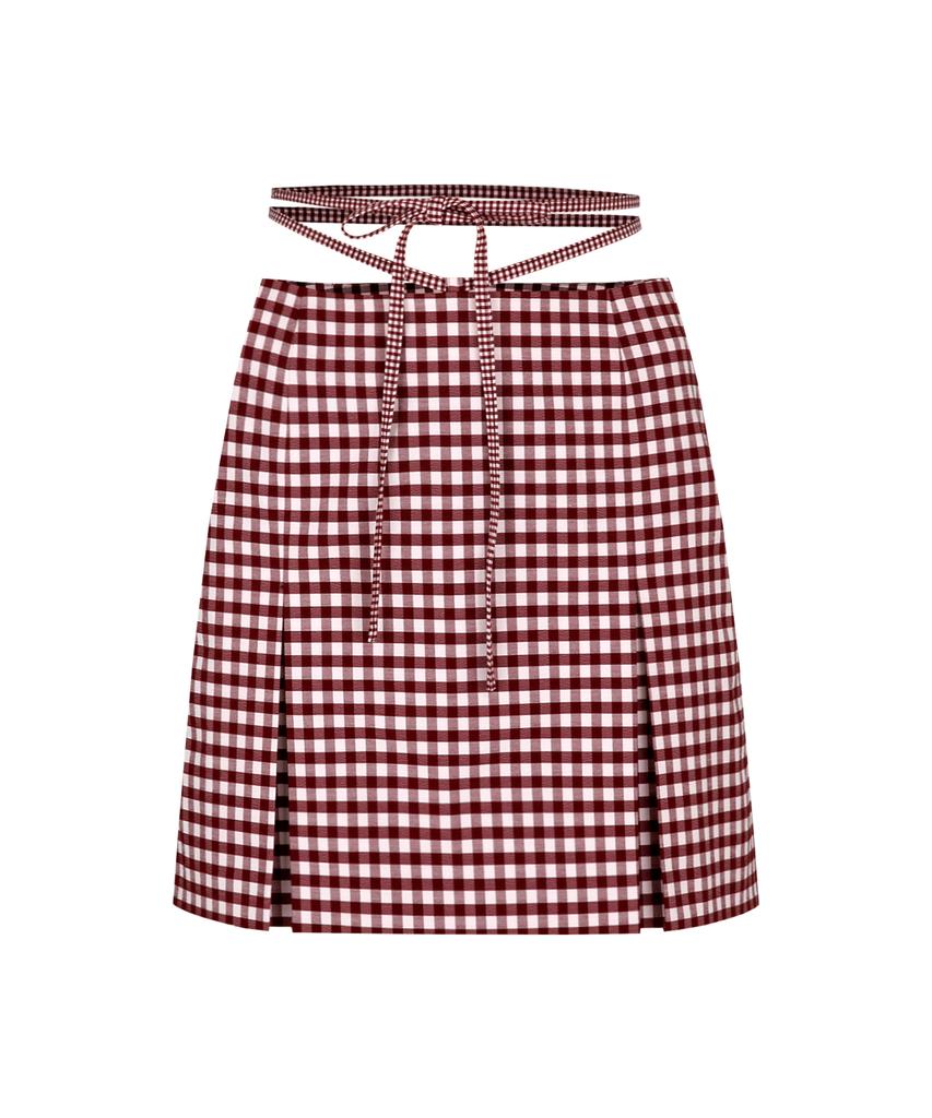 Margarine Fingers Check Self String Skirt