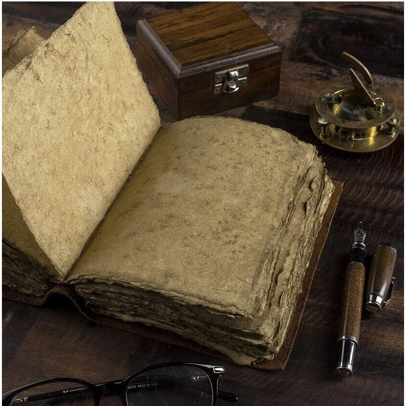 Винтажный кожаный журнал ручной работы, старинный бумажный кожаный альбом с краями декеля