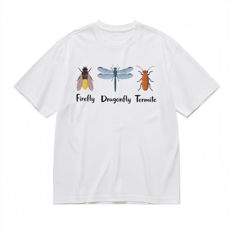 Men's Fashion Breathable Classic T-Shirt Nature Bugs Educational Design Tee