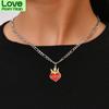 Simple Love Heart Flame Pendant Necklace Party Jewelry Accessories For Women
