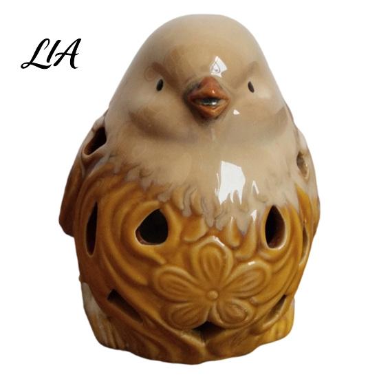 Small Bird Figurine Ceramic Hollow Figurine, Modern Statue for Desk Shelf Artisanal Figure Decor, Mini Animal Sculpture Living Room Bedroom Office