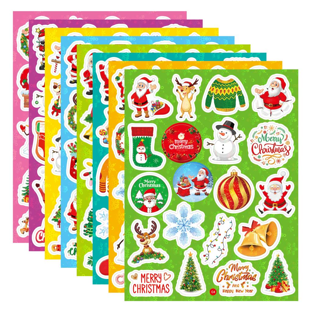 Christmas Stickers Stickers Waterproof Gift Party Decoration Stationery Stickers Cartoon Laser Christmas Stickers