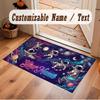 Astronaut Space Theme Soft Crystal Velvet Rug Custom Name & Text Print Non Slip Floor Rug for Bedroom Living Room