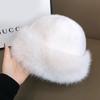 Белая плюшевая шапка из искусственного меха женская осенне-зимняя утолщенная с защитой ушей теплая пушистая шляпа-ведро холодная монгольская шапка