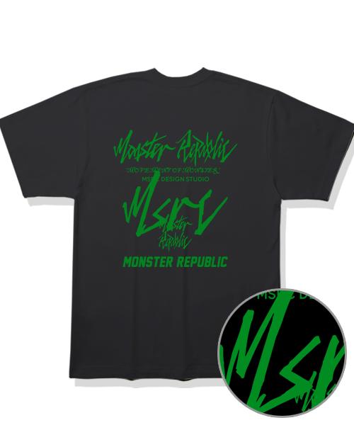 MONSTER REPUBLIC Футболка с зеленым принтом 'Movement' Черная