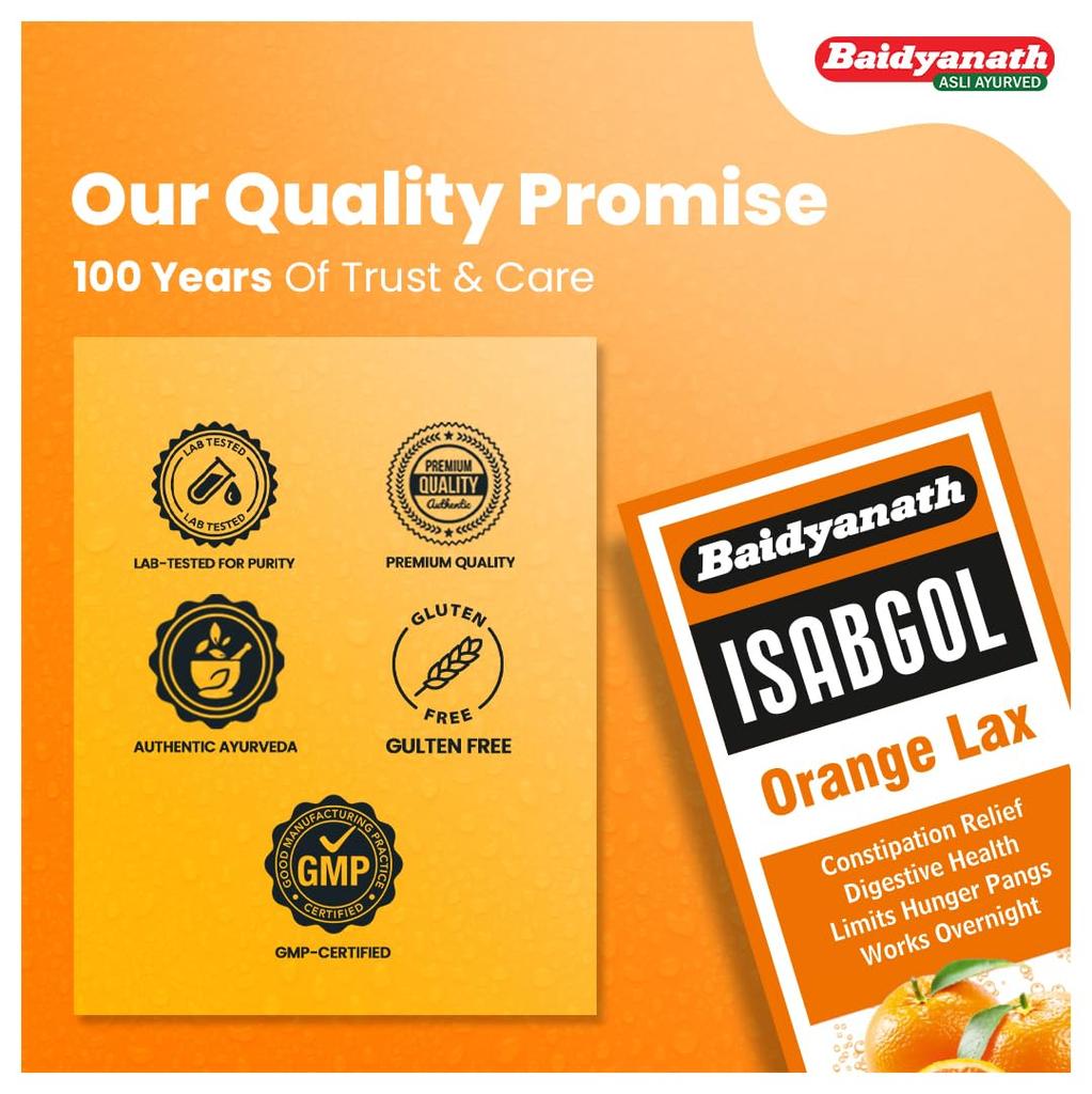Baidyanath Isabgol Orange Lax Powder 250g Pack Of 1 – Natural Effervescent Fibre Supplement