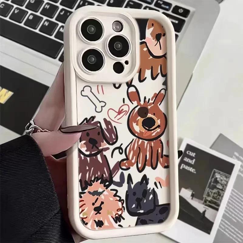Мягкий чехол с забавными кошками и граффити для собак для iPhone 11, чехол для iPhone 15 Pro Max, чехлы для iPhone 14 13 12 Pro Max XR X XS 7 8 Plus SE 2, чехол
