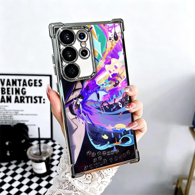 O-Omori Cartoon Game Soft Phone Case For Samsung Galaxy S26 Ultra S25 Edge S24 FE S23 Plus S22 S21 + S20 Plating Anti-Fall Funda