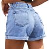 Women Summer High Waist Wide Leg Denim Shorts