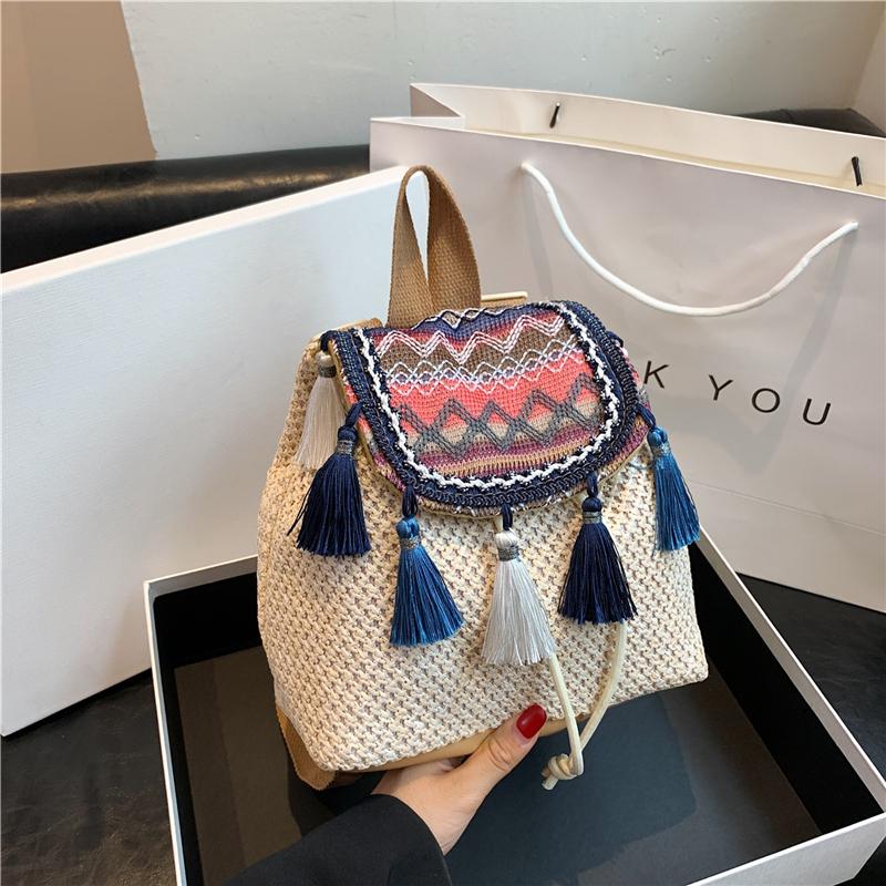 Женский соломенный рюкзак ручной работы через плечо, соломенный рюкзак High Sense для путешествий в народном стиле, портативный