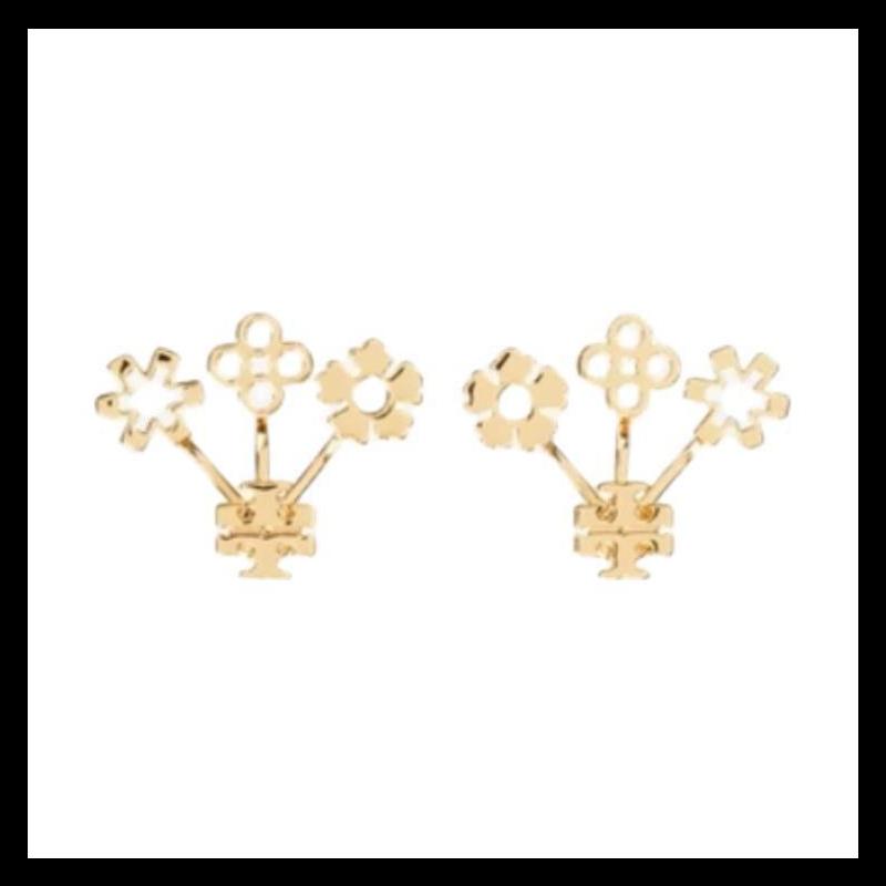 TORY BURCH Solid Color Pattern Design Brass Earrings Women's Gold 160178-gold S