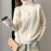 Women's Turtleneck Knitted Sweater Autumn Winter Korean Lazy Zipper Loose Pullover Top Thickened