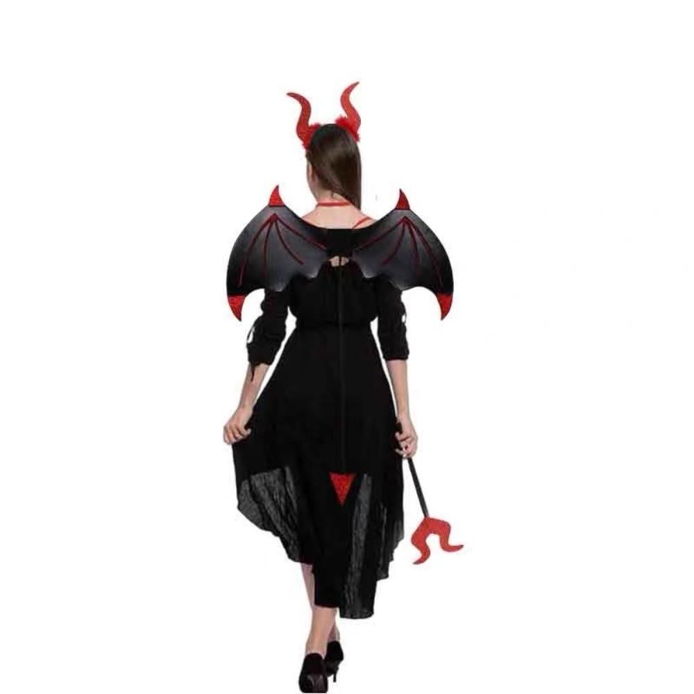 3Pcs/Set Demon Horn Hair Band Halloween Costume Accessories Funny Demon Wings Set Costume Party