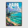 Travel To Haifa Israel Scenic Spot Vintage Poster Metal Sign Automobile Club Garage Room Decor Tin Home Decor
