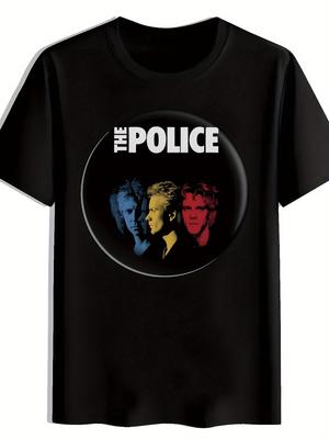 Футболка Винтажная с Графикой Рок-группы - THE POLICE Ретро Музыкальный Принт Футболка с коротким рукавом