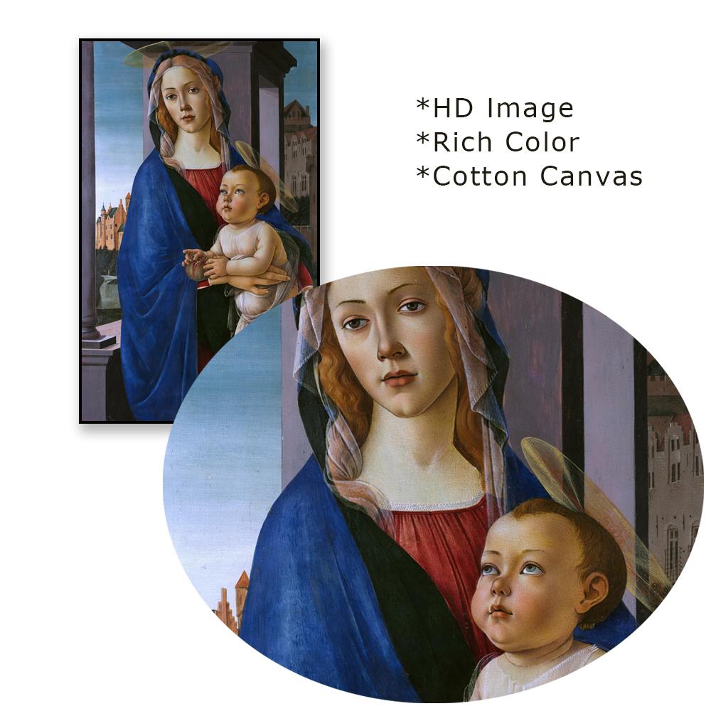 Классическая картина маслом, постер «Богоматерь с младенцем», Алессандро Боттичелли, принт, винтажная картина на холсте, декор для домашней галереи