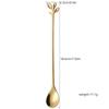 6pcs/Set Long Handle 7.4-Inch Leaf Teaspoons Gold Stainless Steel Coffee Stirring Spoon Kitchen Tools