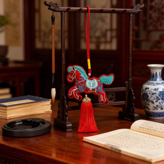 Шарм 2026 год Лошади Подвеска для подвешивания на китайский Новый год с кисточкой Зодиакальная Лошадь Шарм фэн-шуй для декора дома автомобиля