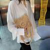 Yogodlns Bohemian Tassel Straw Bag Women Fashion Weave Handmade Crossbod Bag Summer Kintted Beach Handbag Vacation Lady Pouch