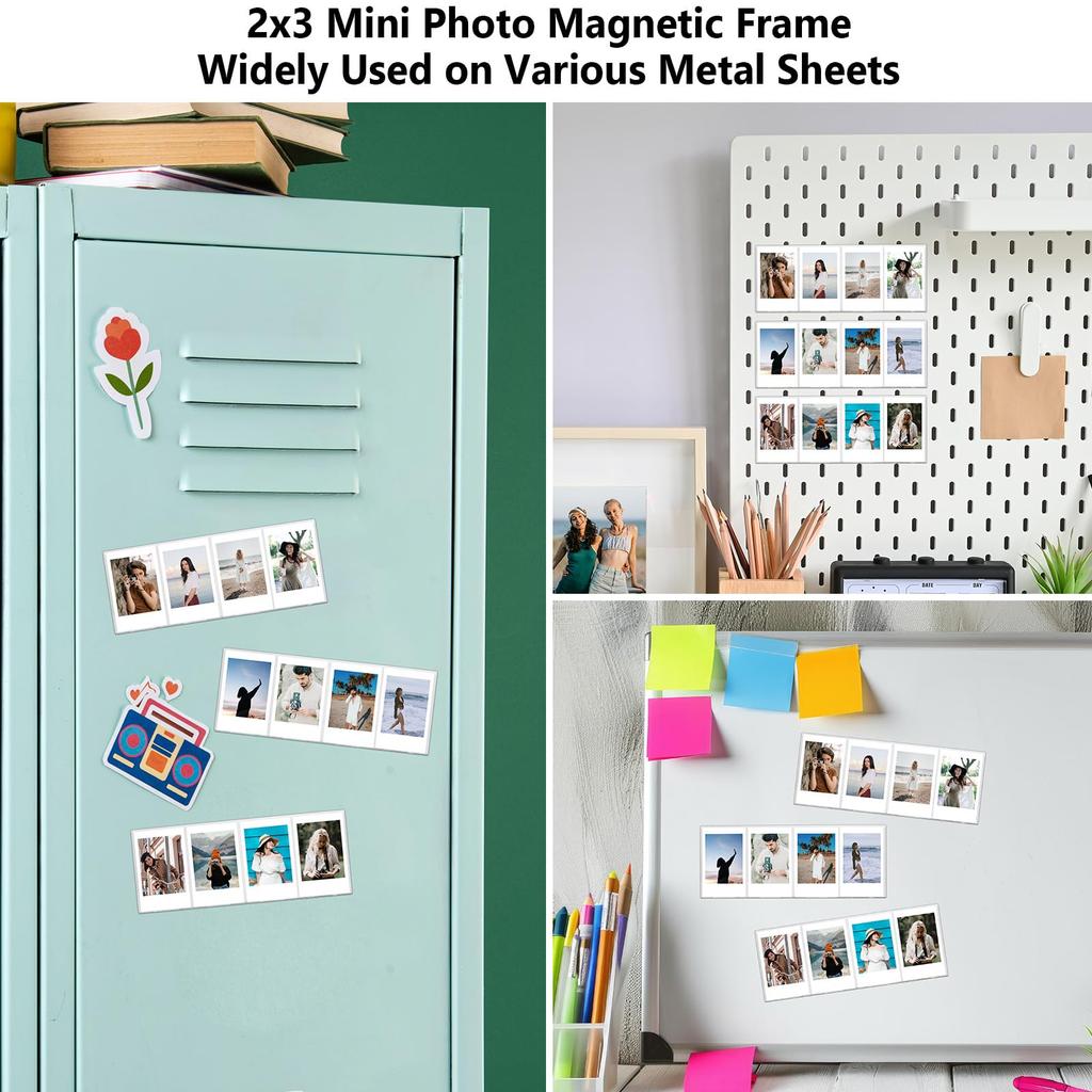HIYQIN 4-Grid Acrylic Refrigerator Magnet Frame, Clear Display Refrigerator Magnet Frame for Polaroid/Fuji Instax Mini 3-inch Photos