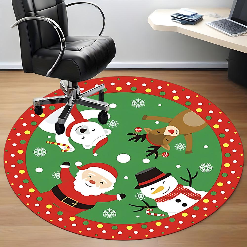 1pc Christmas ornaments Chair Carpet for Office, Soft, Non Slip Polyester Mat, Office, Entryway, Living Room, Bedroom