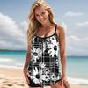 Women's Swimwear Tankini 2 Piece Swimsuit Beautiful White Sunflowers Print Vacation Bathing Suits