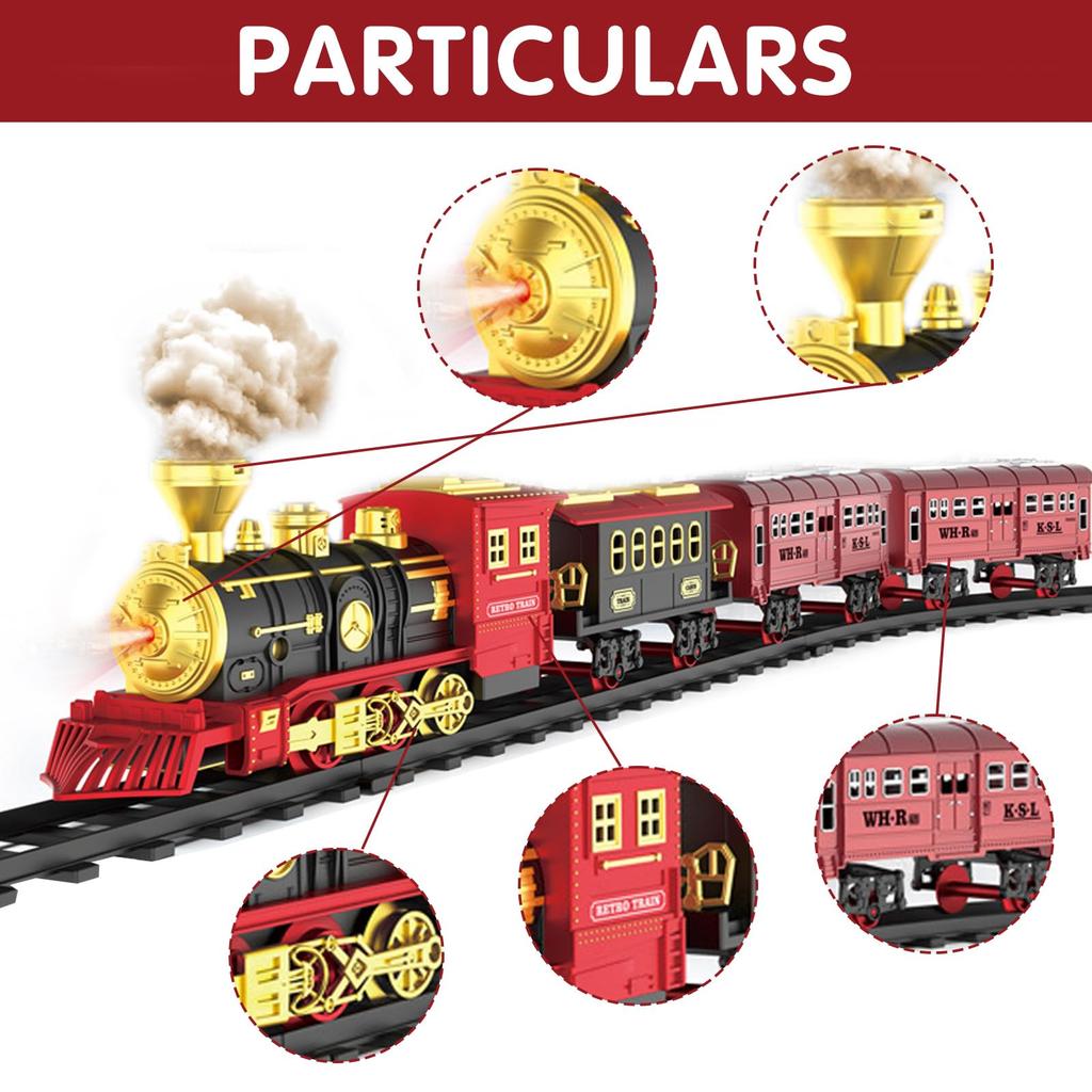 Игровой набор «Горячий паровоз» - Игрушки-паровозики для мальчиков, Свет и звук, Игровой набор «Железная дорога» для под рождественскую елку, Модели паровозиков для малышей 3 4 5 6 7 8+ лет