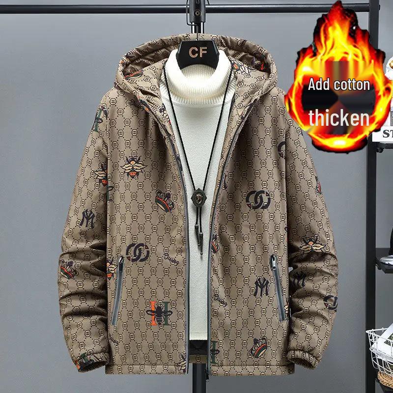 Европейская модная мужская клетчатая жаккардовая куртка с воротником-стойкой - Весенне-осенний повседневный топ в корейском стиле