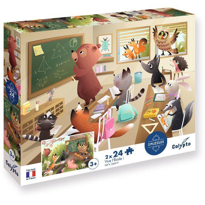 2 Puzzles - SENTOSPHERE - 24 pieces - Vive l'Ecole - Observation - Mémoire - Logique - Des 3 ans