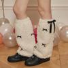Bow Furs Leg Warmer Winter Furry Long Boot Cuffs Fuzzy Shoe Cover Party Costume for Holiday Festival Performances Play