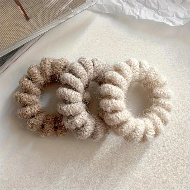 Резинки-скранчи для волос из новой шерсти, телефонный шнур, спиралевидные, однотонные, резинки, эластичная повязка для волос, женские аксессуары для волос
