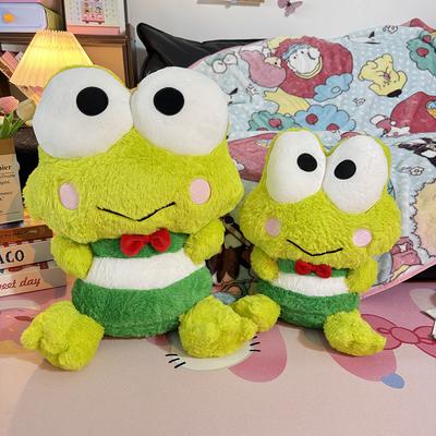Очаровательная плюшевая игрушка Sanrio Kero Kero Keroppi, милые набивные лягушки с большими глазами, коллекционная кукла Peluche, декор для дивана, кровати, дома, подарок