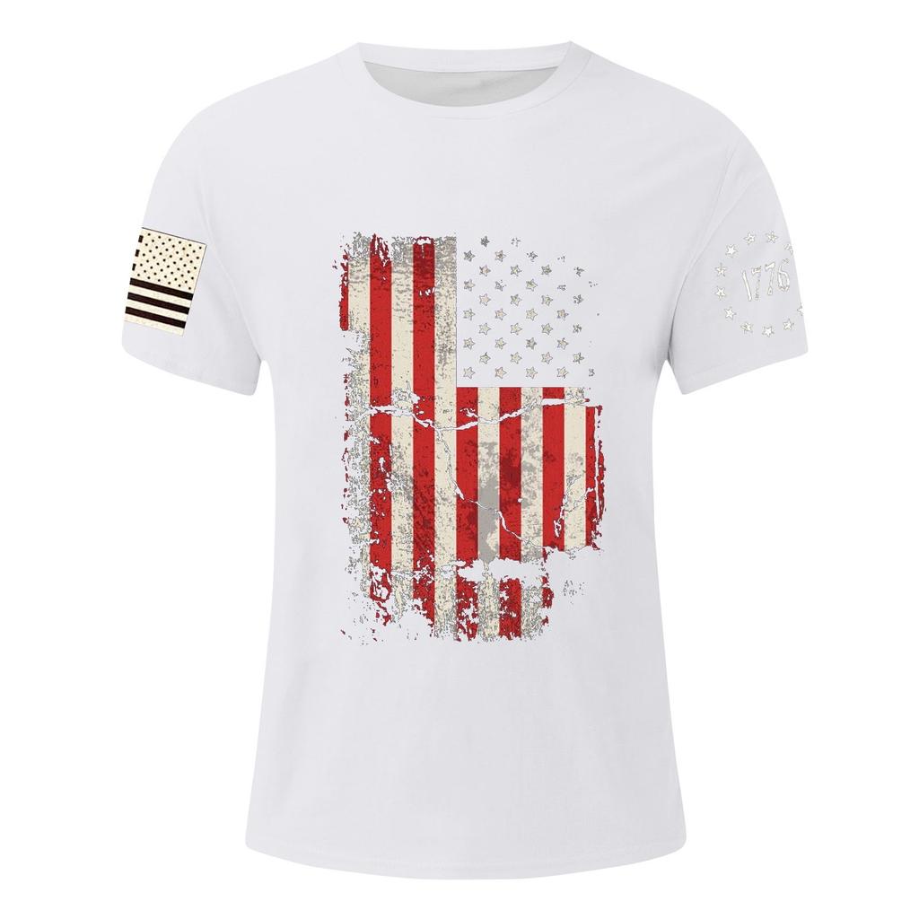 Мужская футболка с принтом ко Дню независимости, мужской свободный повседневный топ с короткими рукавами