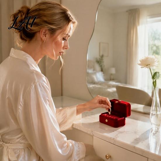 Velvet Earring Case Portable Ring Box Case Simple Jewelry Multi Slot Style Metal Snap Closure Organizer for Rings And Earrings Compact Travel