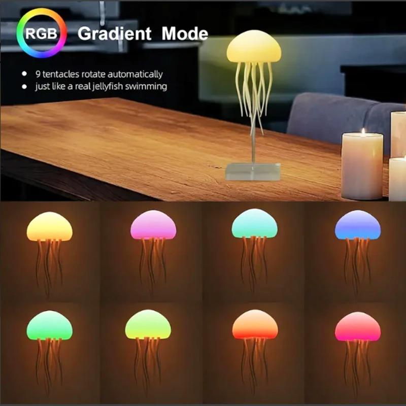 Мультяшная танцующая медуза Ночник RGB Градиентный Цвет Прикроватная лампа Тип управления голосом Type-C Перезаряжаемый Светодиодный Ночник для Детской Спальни Домашний Декор