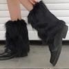 Горячая Девушка Черный Плюшевый Чехол для Ног Субкультура Осень и Зима Плюшевые Гольфы до Икры Женские Широкие Ноги Похудение Женский Чехол для Ног