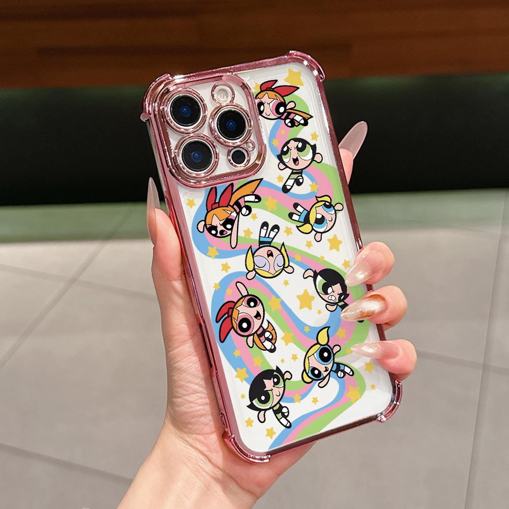 Cool Girl P-Powerpuffs Phone Case for Samsung Galaxy A57 A56 A55 A54 A53 A52 A37 A36 A16 A06 4G 5G Anti-drop Transparent Cover
